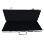 Aluminium Poker Chip Case in Silver Black Colour – Capacity to Carry 500 Chips, 2 Playing Cards and a Few Accessories