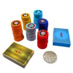 Poker Stuff India 500 Clay Poker Chip Set with 1 Dealer Button, 2 Decks and 1 Box (Multicolor, 15 Gram)
