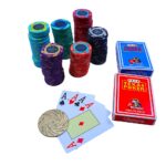 Poker Stuff India EPT 500 Ceramic Poker Chip Set with 1 Dealer Button, 2 Decks and 1 Box, Multicolor