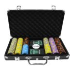 Party 300 Poker Chipset with 2 Decks of Cards Dealer Button, Carrying Case for Casino (Multicolor)