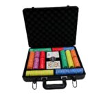 Poker Stuff India 500 Ceramic Poker Chip Set from Denomination 50 to 10000 Mixed Design, 2 Modiano Playing Cards Decks and 1 Square Shape Luxury Box, Multicolor
