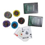 Party 300 Poker Chipset with 2 Decks of Cards Dealer Button, Carrying Case for Casino (Multicolor)