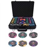 500 Pc Poker Chip Set, 4 Pack Of Psi Playing Cards, 1 Black Dealer Button &1 Luxury Carrying Case for Teen